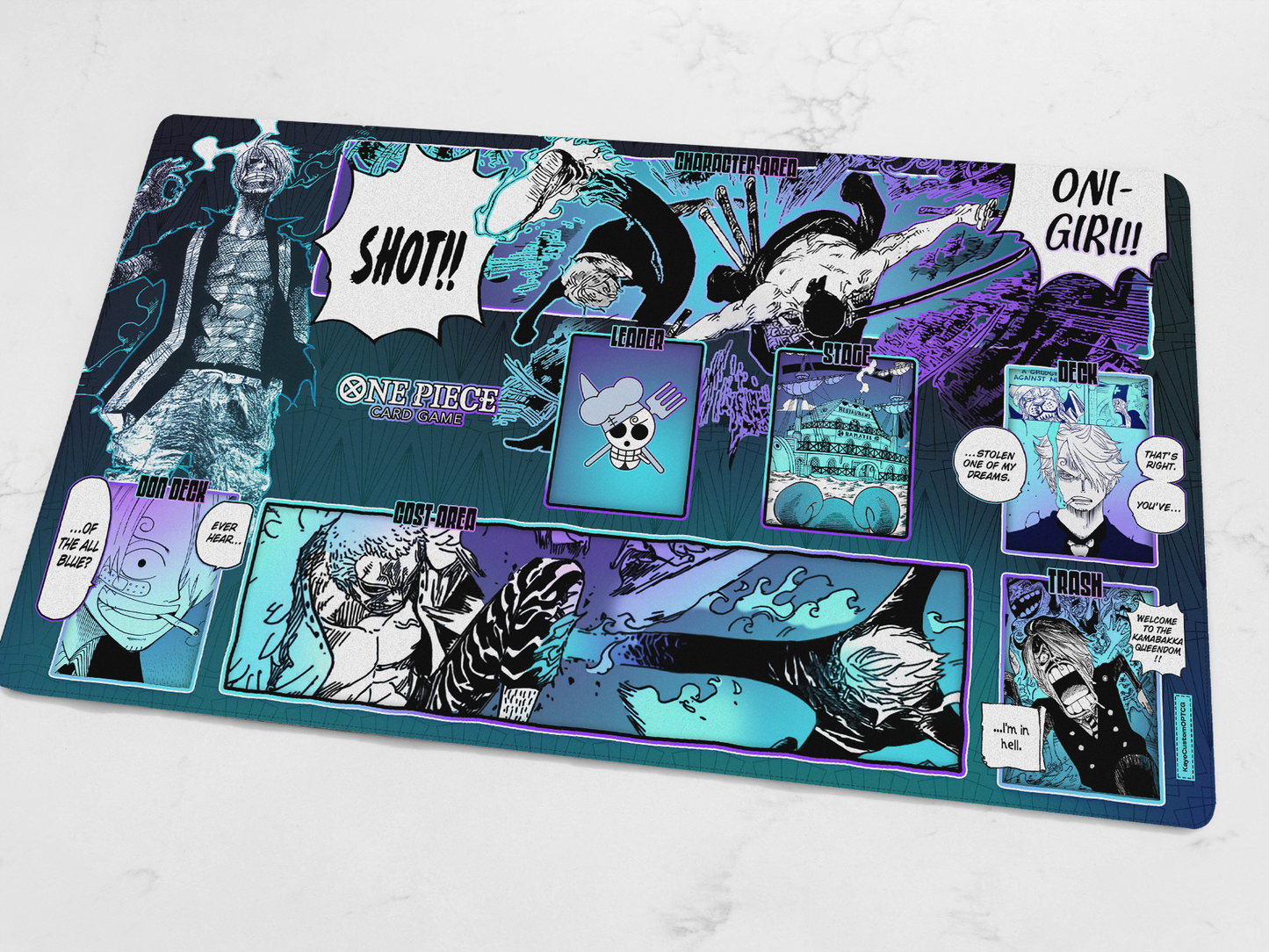 Custom Blue Purple Sanji Playmat